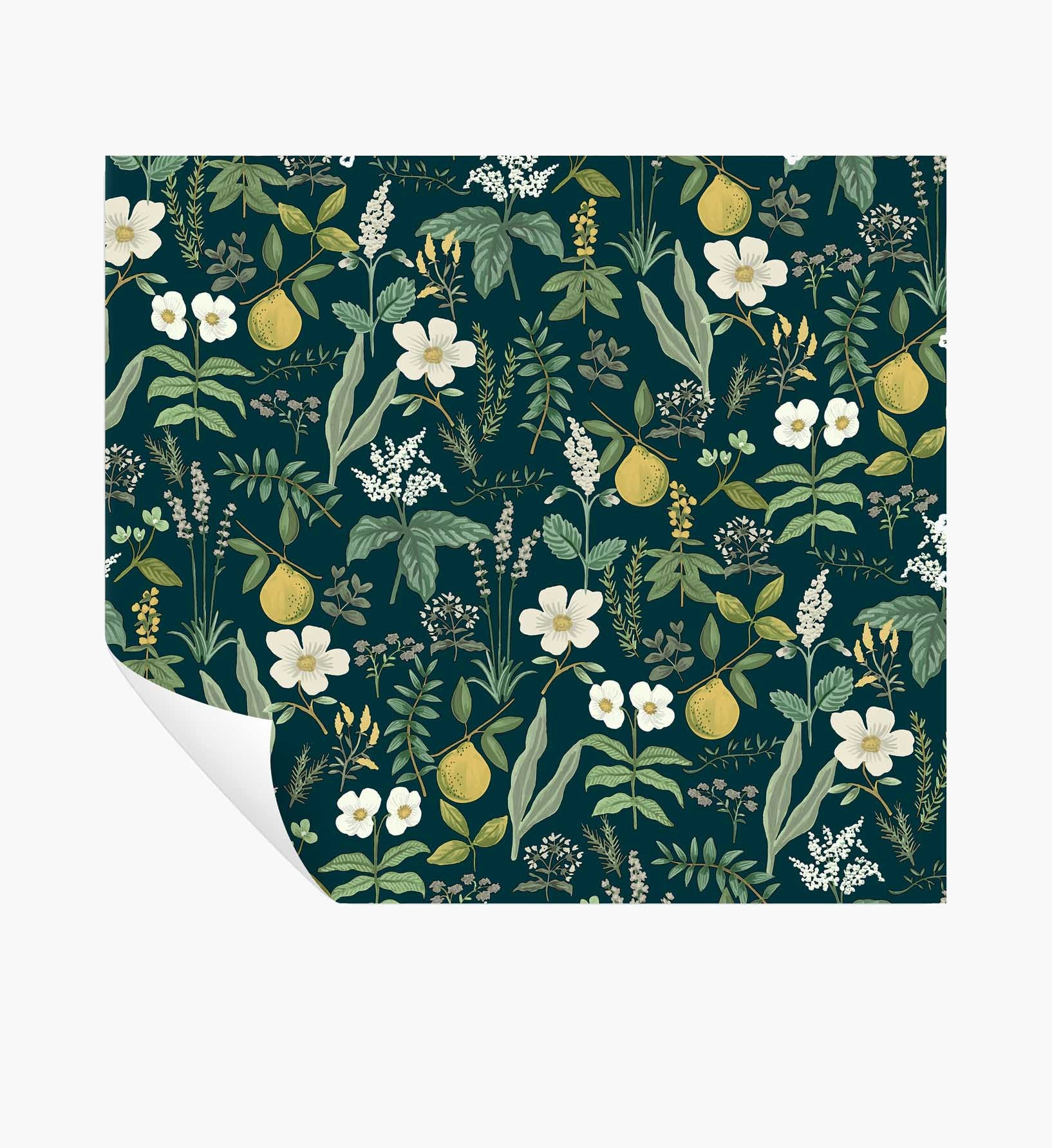 Herb Garden Peel & Stick Wallpaper - Navy | Rifle Paper Co.