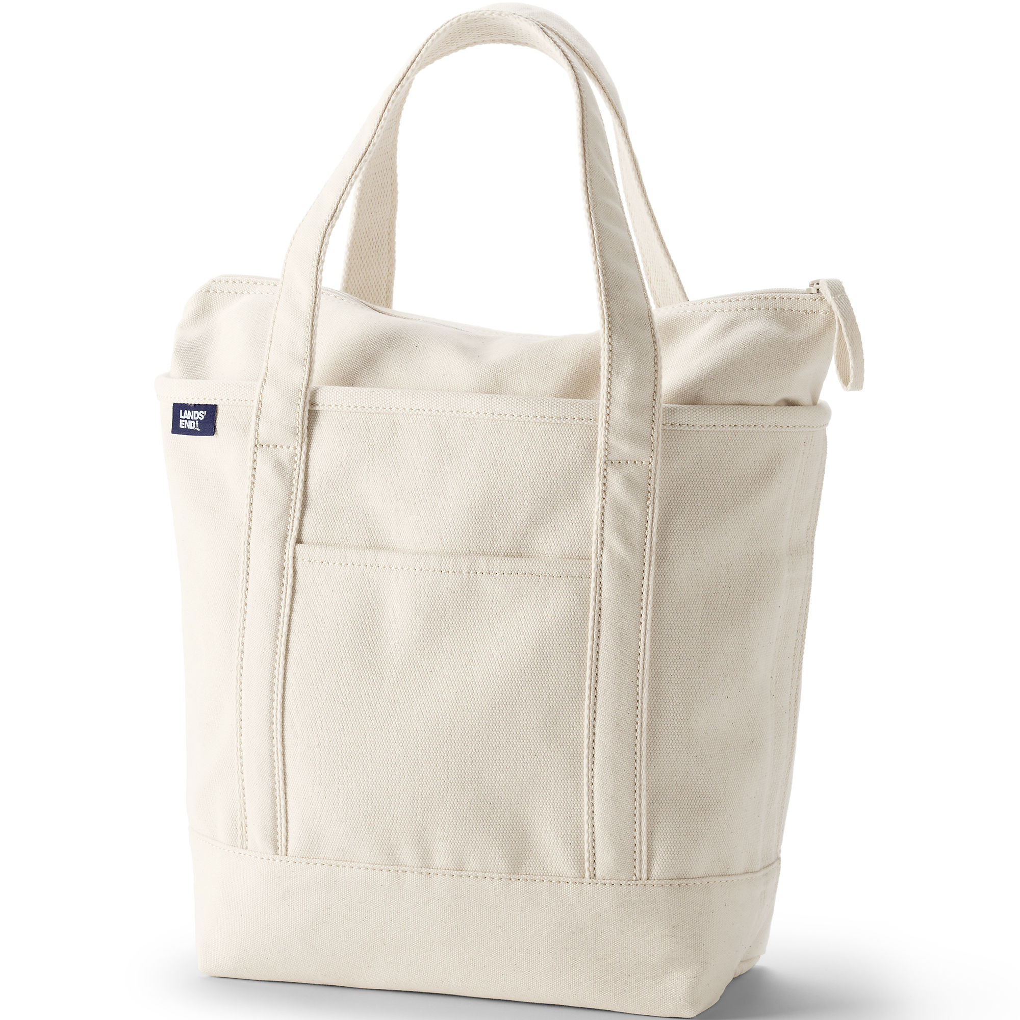 Medium Natural 5 Pocket Zip Top Canvas Tote Bag | Lands' End (US)