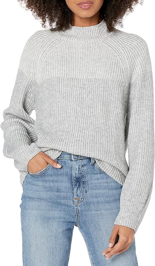Cable Stitch Women's Two Tone Mock Neck Sweater | Amazon (US)