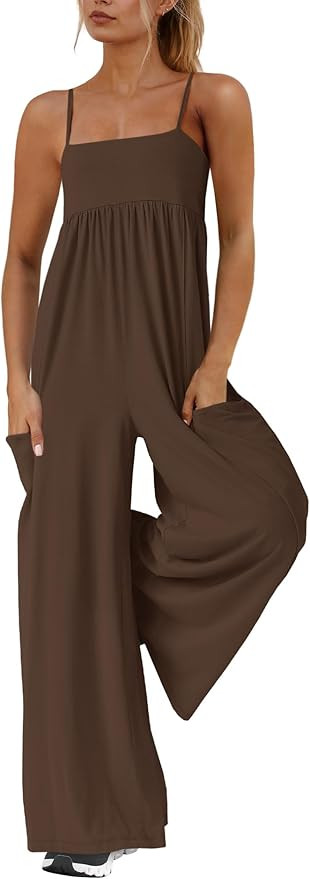 Yanekop Womens Overalls Loose Fit One Piece Jumpsuits Wide Leg Jumpsuits Spaghetti Strap Summer J... | Amazon (US)