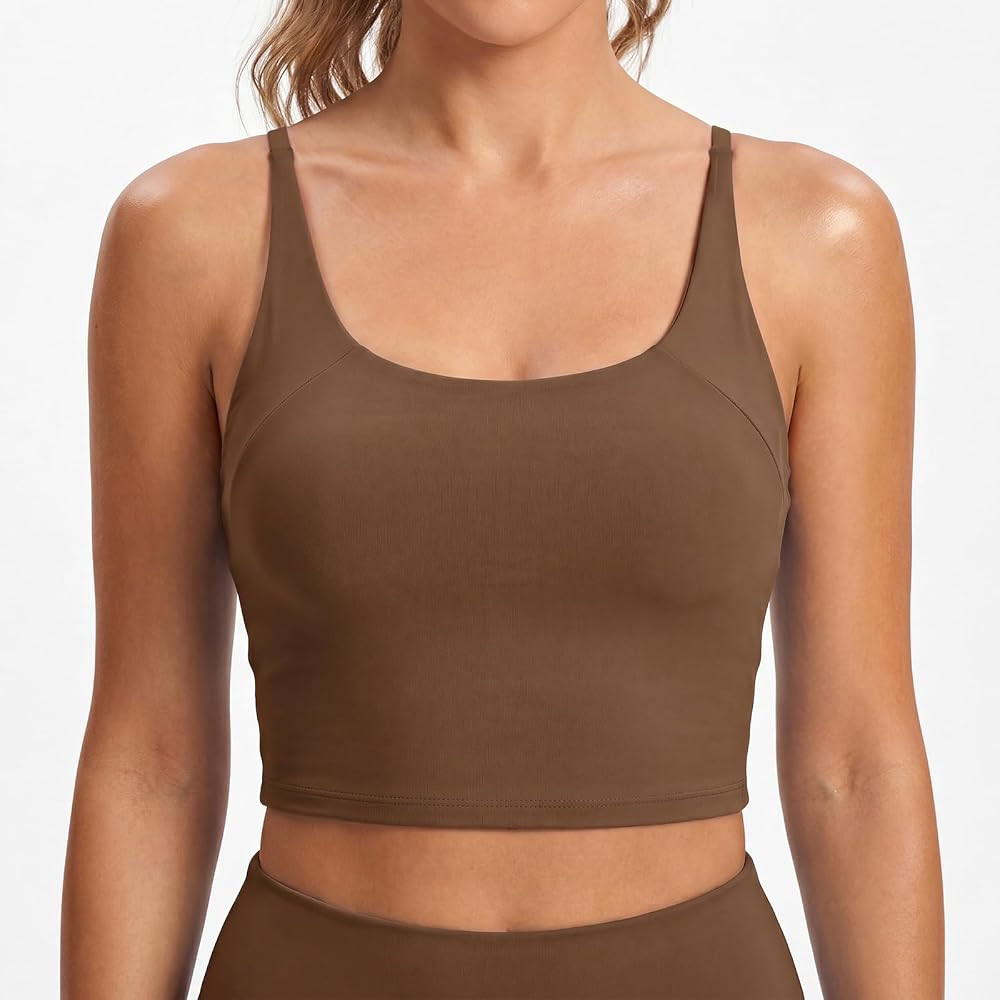 Aoysky Womens Strappy Sports Bra Adjustable Cross Back Longline Crop Top | Amazon (US)