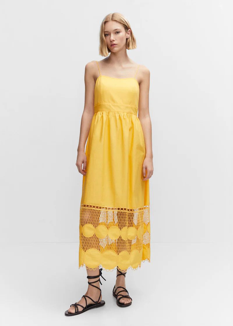 Embroidered panel dress -  Women | Mango USA | MANGO (US)