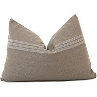 Grain Sack Stripe Pillow Cover | Brown Lumbar 14x20 Brown Throw Pillow, Decorative Nogsb14x20 | Etsy (US)