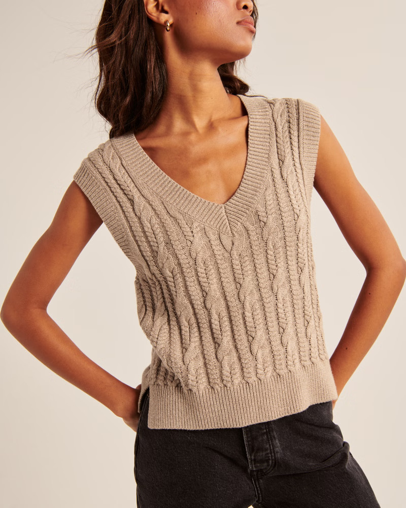 Cropped V-Neck Sweater Vest | Abercrombie & Fitch (US)