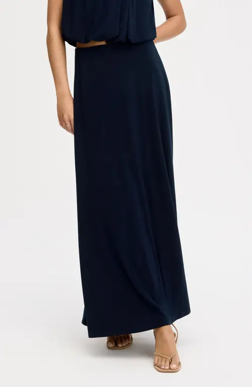 Sam Edelman Gathered A-Line Midi Skirt in Navy at Nordstrom, Size X-Large | Nordstrom