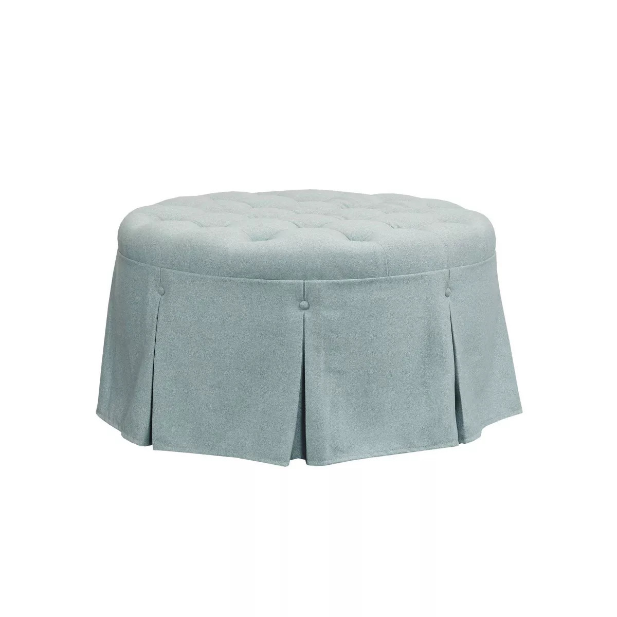 32" Terri Skirted Tufted Round Ottoman Blue - Martha Stewart | Target