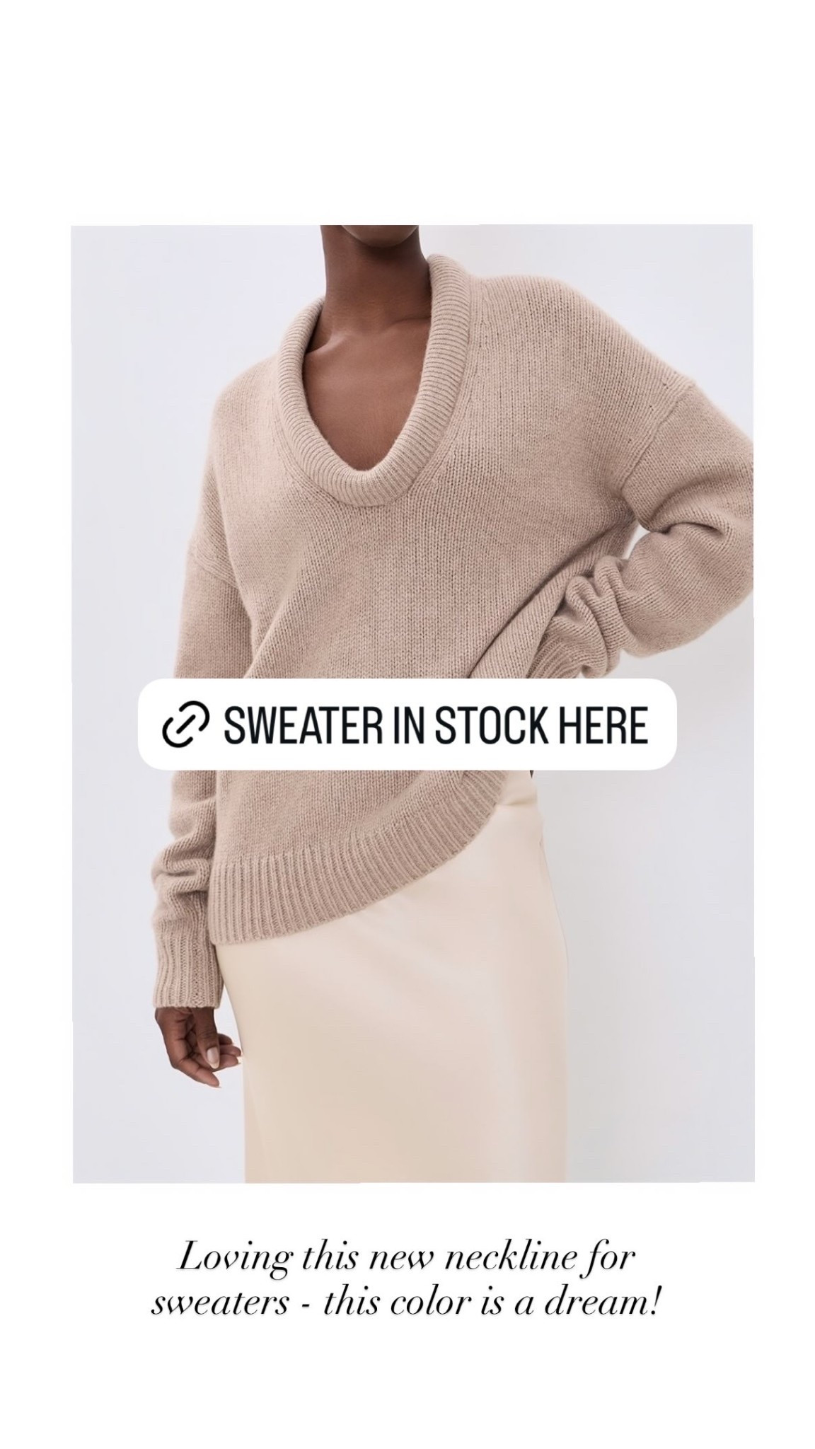 Loving this new neckline for sweaters - this color is a dream! Fall sweater, beige sweater.