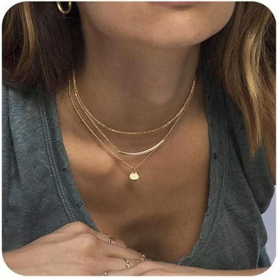 Summit Adventure Layered Choker Necklaces Handmade Circle Tube Pendant Multilayer Adjustable Layering Chain Gold Plated Necklaces Set for Women | Target