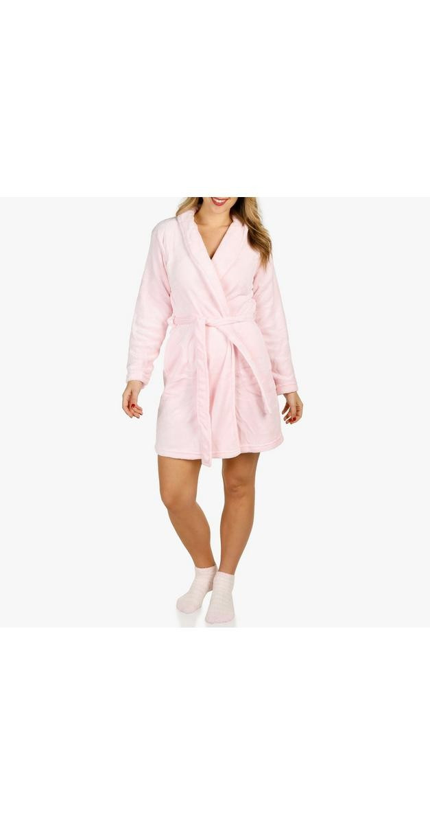 Women's Super Soft Robe w/ Cozy Socks - Pink-pink-0813310416966  | Burkes Outlet | bealls