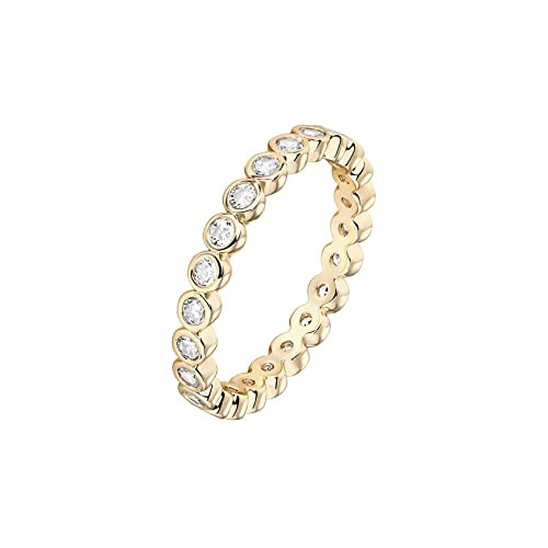 PAVOI 14K Yellow Gold Plated Cubic Zirconia Love Rings - 2.8mm Stackable for Women Size 7 | Amazon (US)