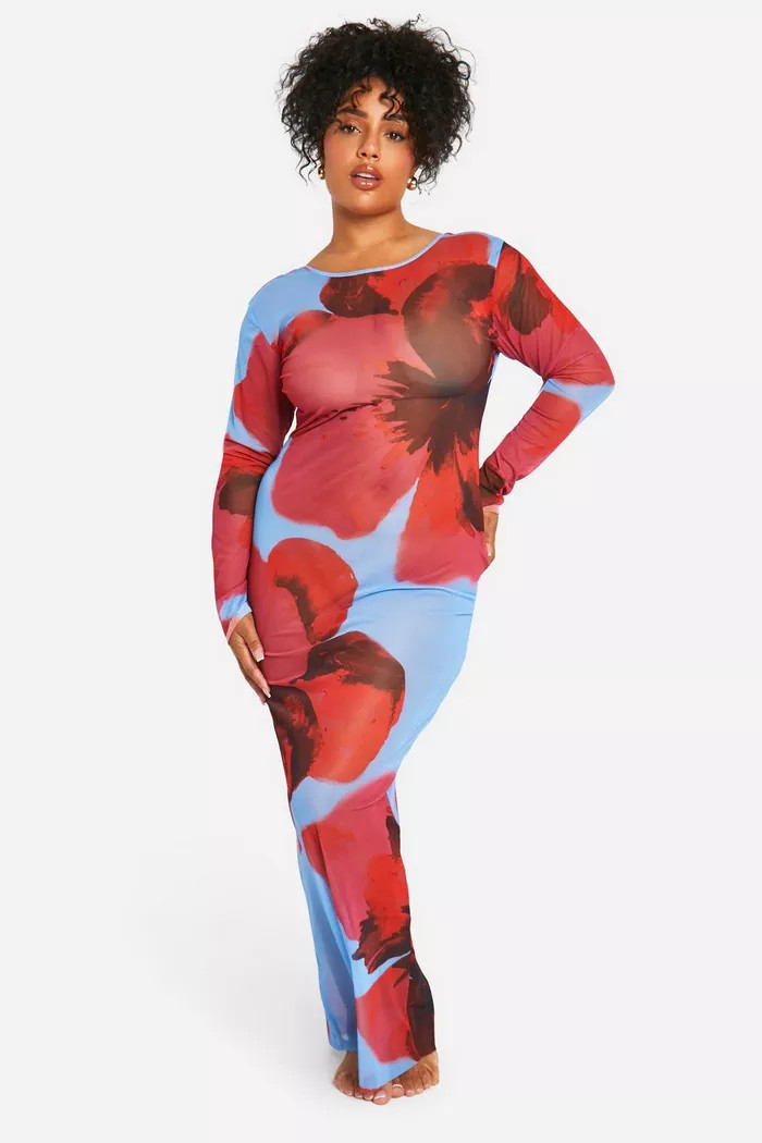 Plus Floral Maxi Beach Dress | boohoo (US & Canada)
