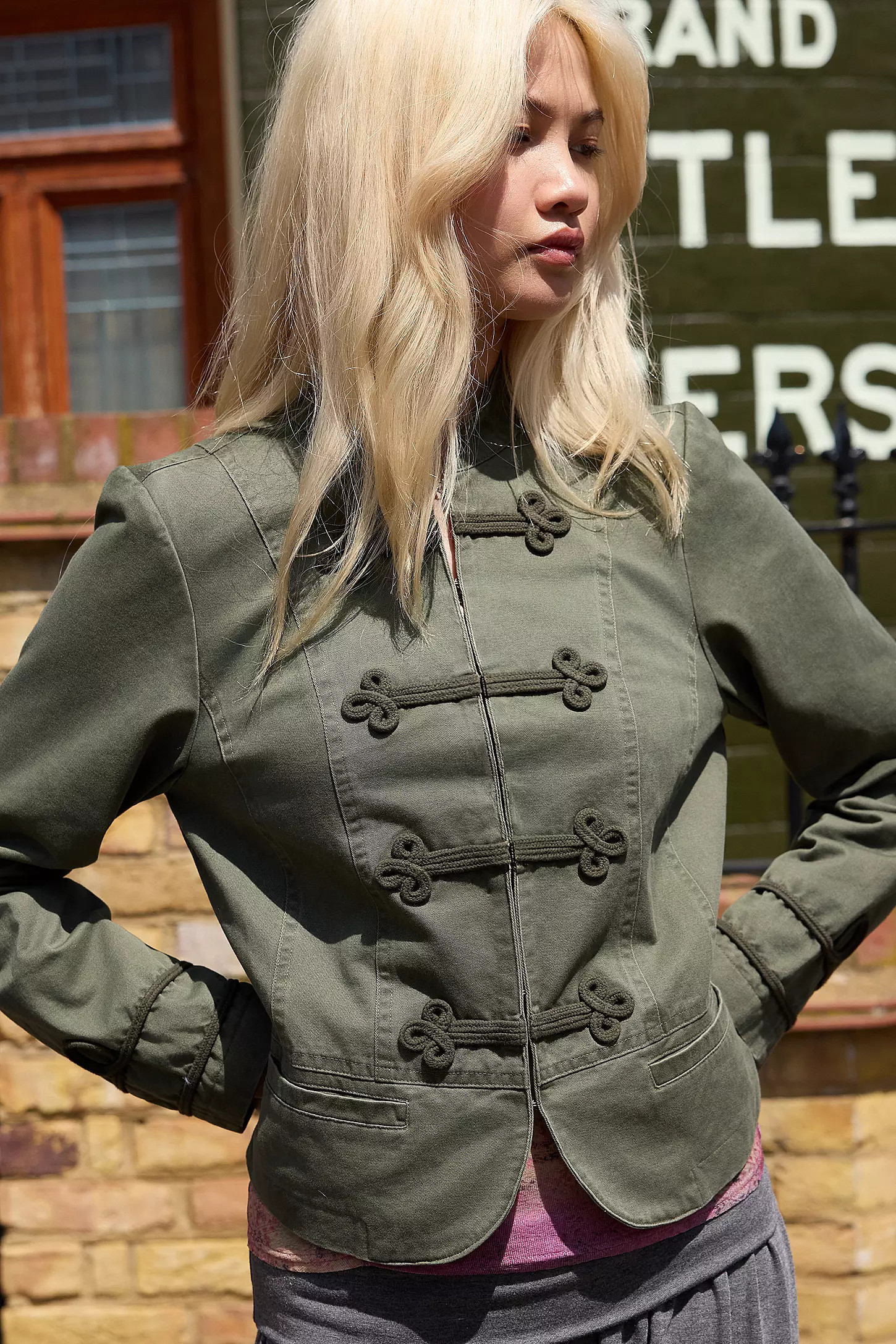 Kimchi Blue Cassie Military Jacket - Khaki at Urban Outfitters | Urban Outfitters UK