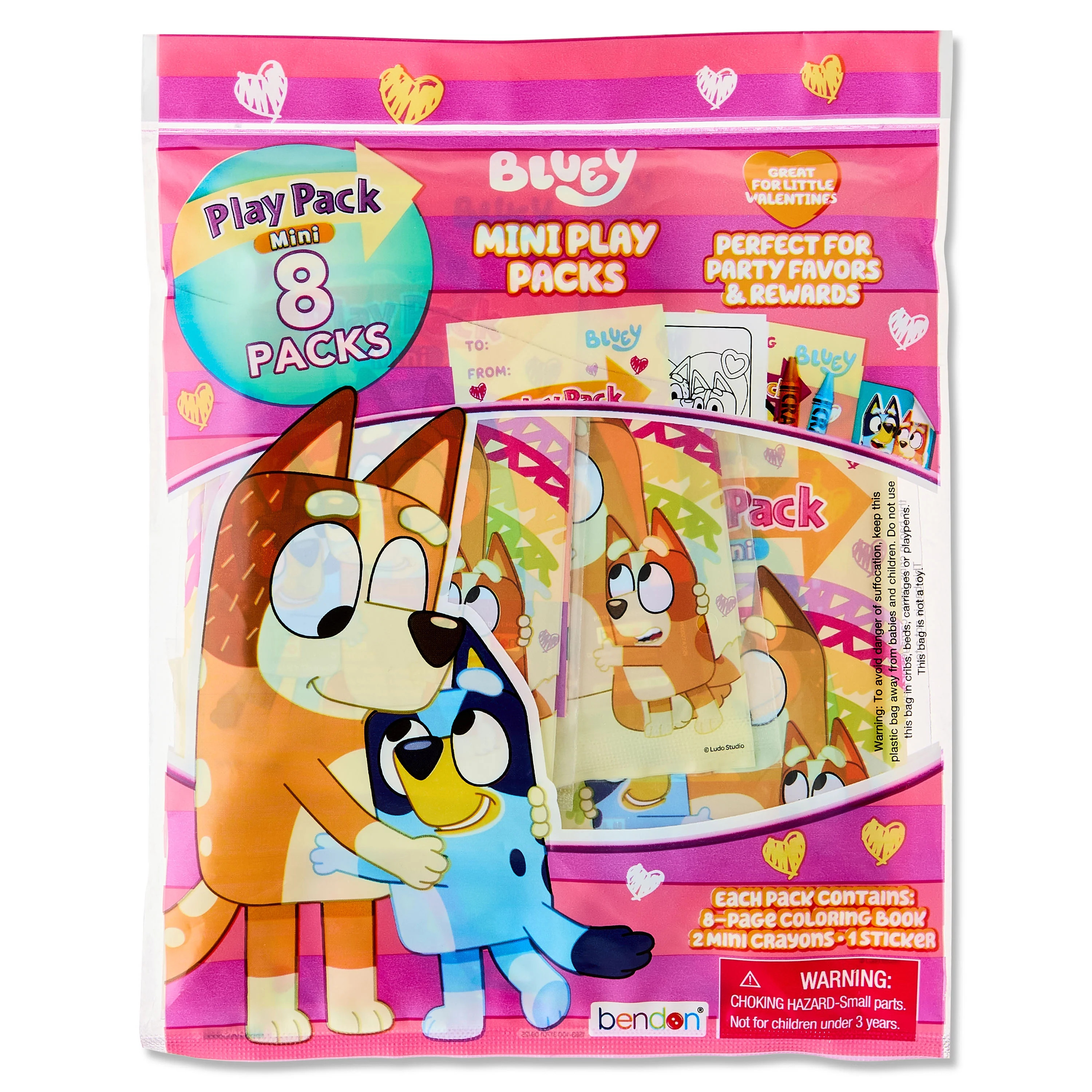 Bluey 8 Count Mini Play Pack with Small Coloring Book and Crayons, Valentine's Day Greeting Cards | Walmart (US)