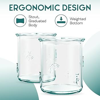 Amici Home Regina DOF Glass | 12 Oz | Italian Made, Recycled Green Glass | Drinking Glass with Em... | Amazon (US)