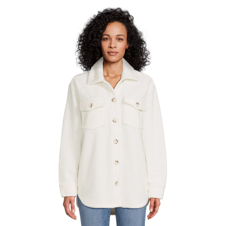 Time and Tru Women's Boucle Button Down Shacket, XS – XXXL | Walmart (US)