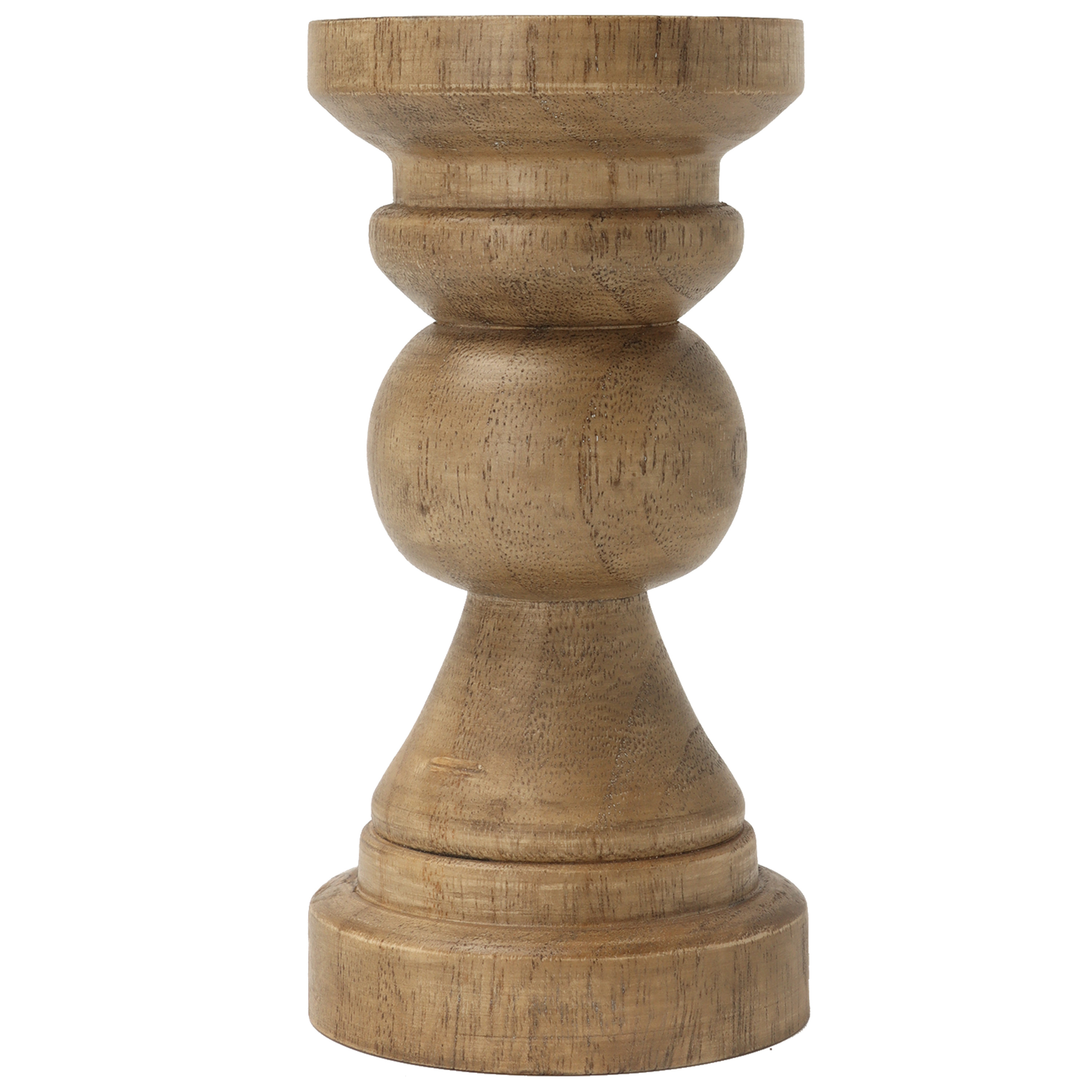 Mainstays 7.8" Decorative Wood Pillar Candle Holder, Natural | Walmart (US)