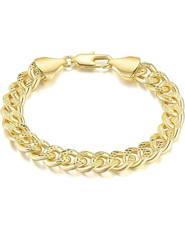 14K Gold Bracelets for Women Gold Bracelets for Men Cuban Gold Chain for Women Men Gold Bracelets... | Amazon (US)