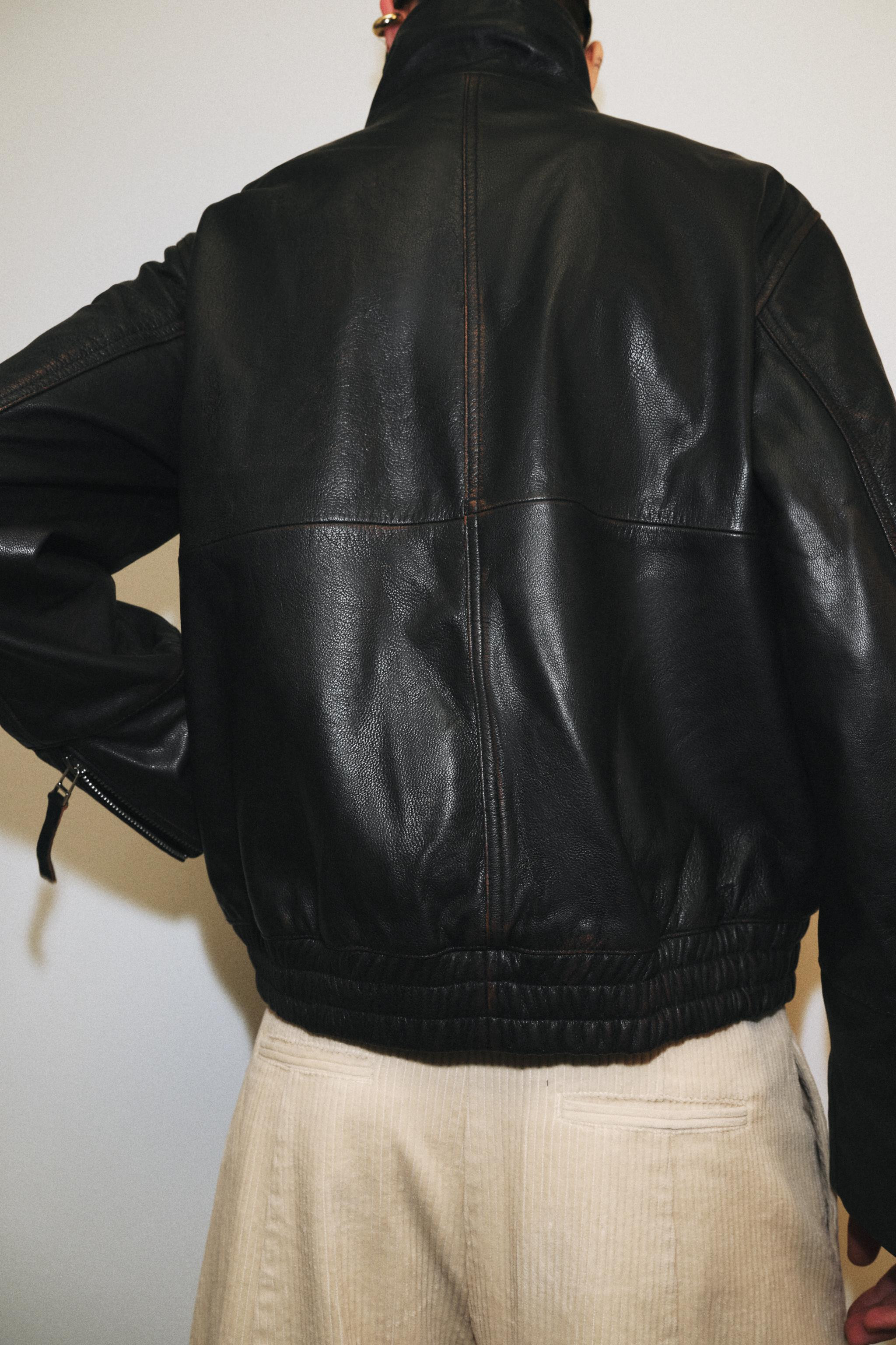 100% LEATHER BOMBER JACKET ZW COLLECTION LIMITED EDITION | Zara UK
