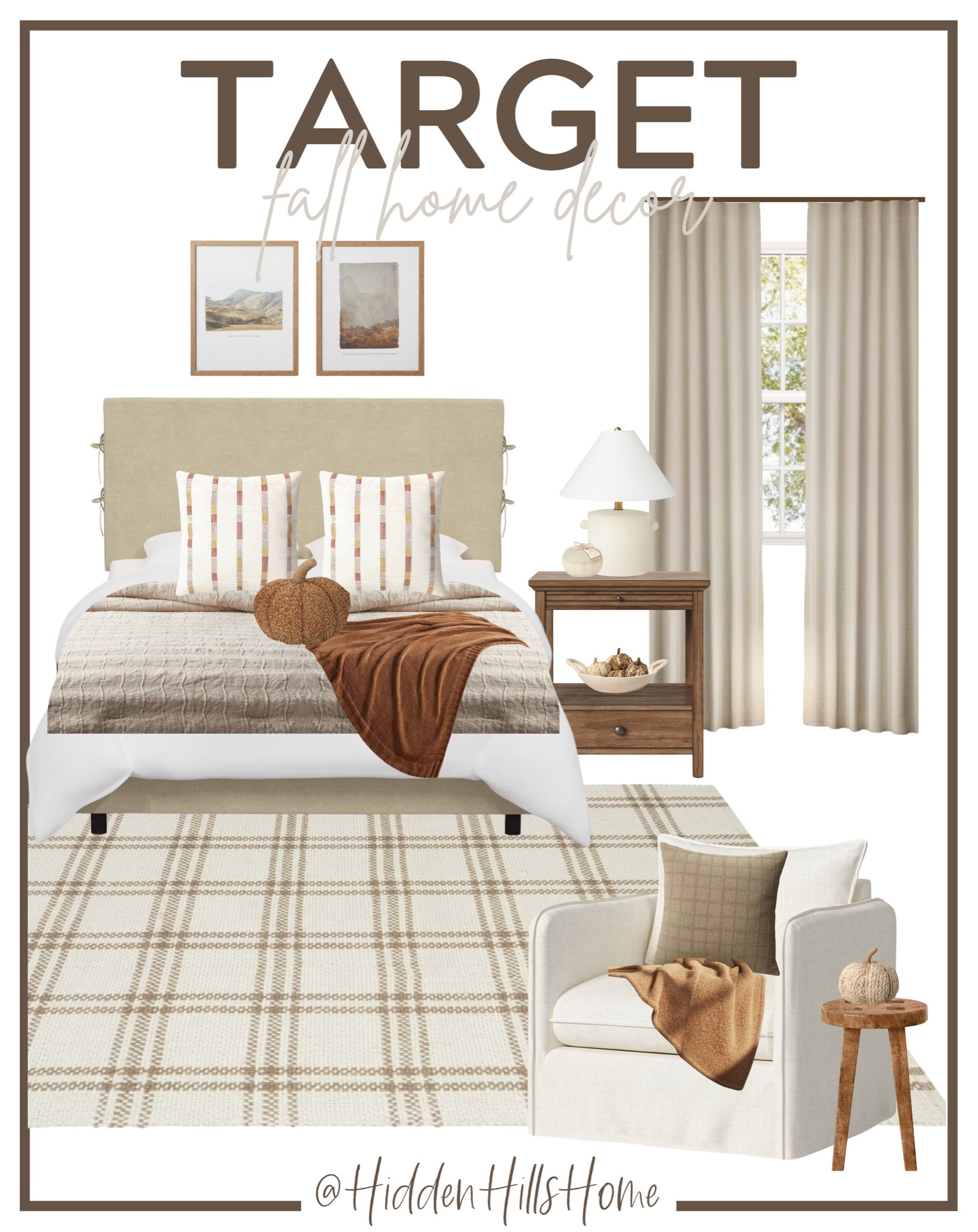 Here’s a fall bedroom mood board with items from @target🍂 #ad They have so many cute throw pillows, throw blankets, and fall decor items starting at $5! I love adding little touches of fall throughout my home! #TargetPartner
#target #targetstyle 

#LTKFindsUnder100 #LTKSeasonal #LTKHome