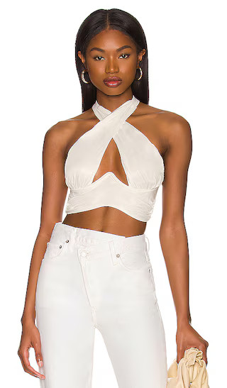 x REVOLVE Rana Cross Front Crop Top en White | Revolve Clothing (Global)