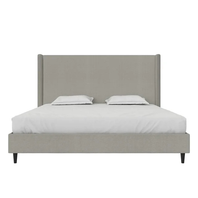 DHP Eveline Upholstered Platform Bed Frame with High Wingback Headboard, King, Textured Gray Canv... | Walmart (US)