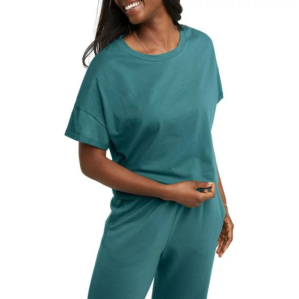Hanes Originals Women's Rolled Short Sleeve Boxy Crew Tee | Walmart (US)