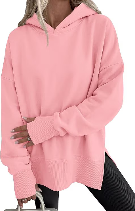 PRETTYGARDEN Womens Oversized Hoodies Side Slit Sweatshirts Fall Fashion Trendy Outfits, Thumbholes & Unique Center Seam, Comfort Drop Shoulder Pullover, Chic Tunic for Leggings - Walmart.com | Walmart (US)