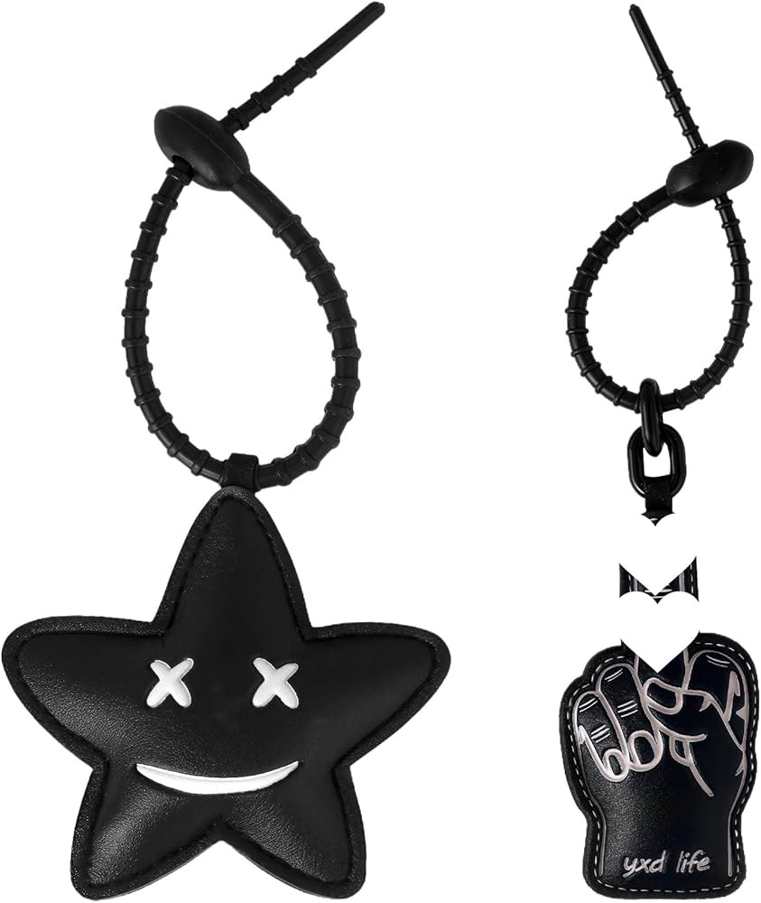 2Pcs Leather Bag Charms for Handbag Funny Black Purse Charms finger Star Pendant Keychain for Wom... | Amazon (US)