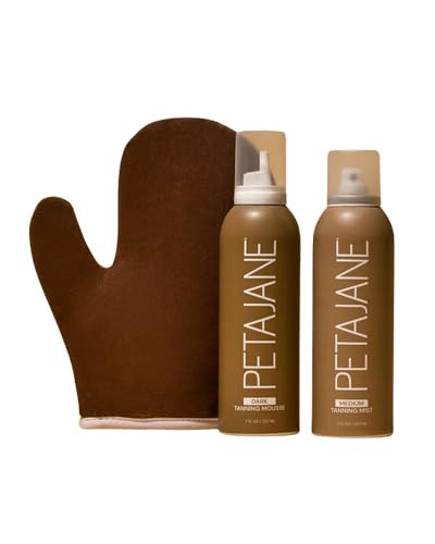 Peta Jane "The Essential Bundle", Self Tanning Mousse, Sunless Medium Tanning Mist, and Tan Applicator Mitt - Dark | Amazon (US)