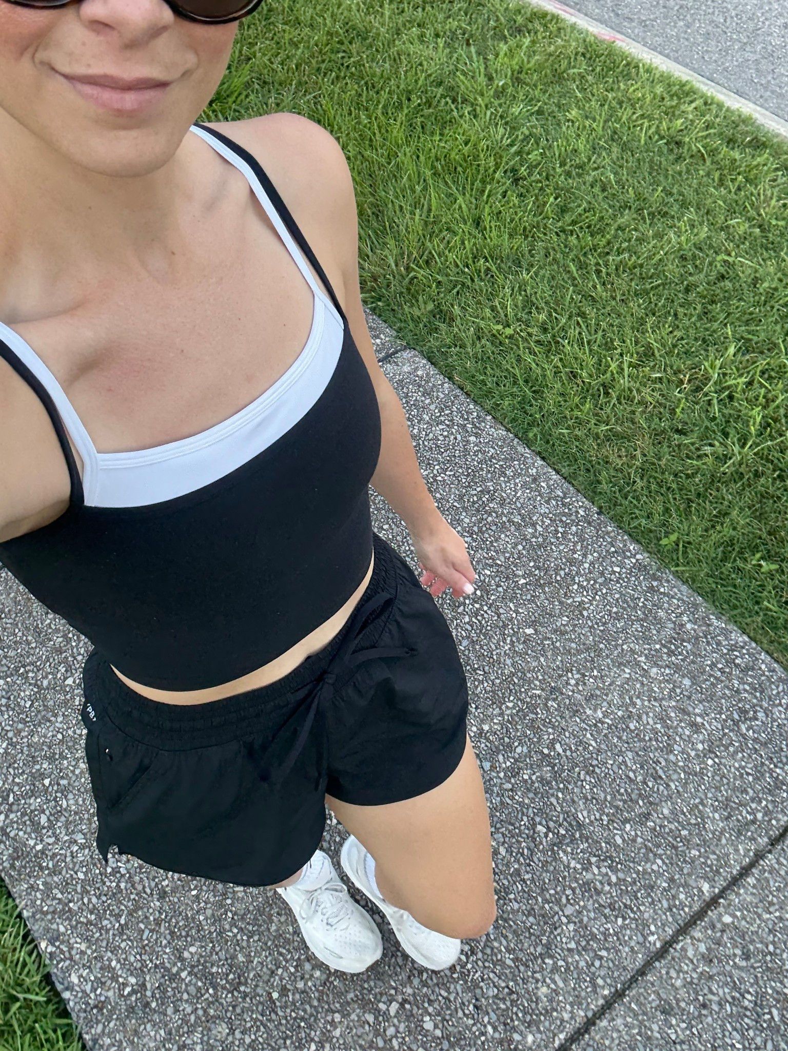 Walk OOTD / Work out Outfit 
Tank with built in bra - wearing size small. TTS. 
Shorts with built in liner - wearing size medium. Sized up 1 size. 

#LTKTravel #LTKActive