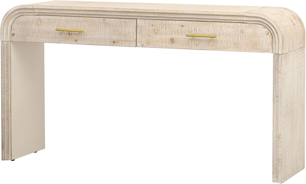 Modern Curved Console Table 59-Inch Extra Long Entry Sofa Table with Storage Drawer for Living Di... | Amazon (US)