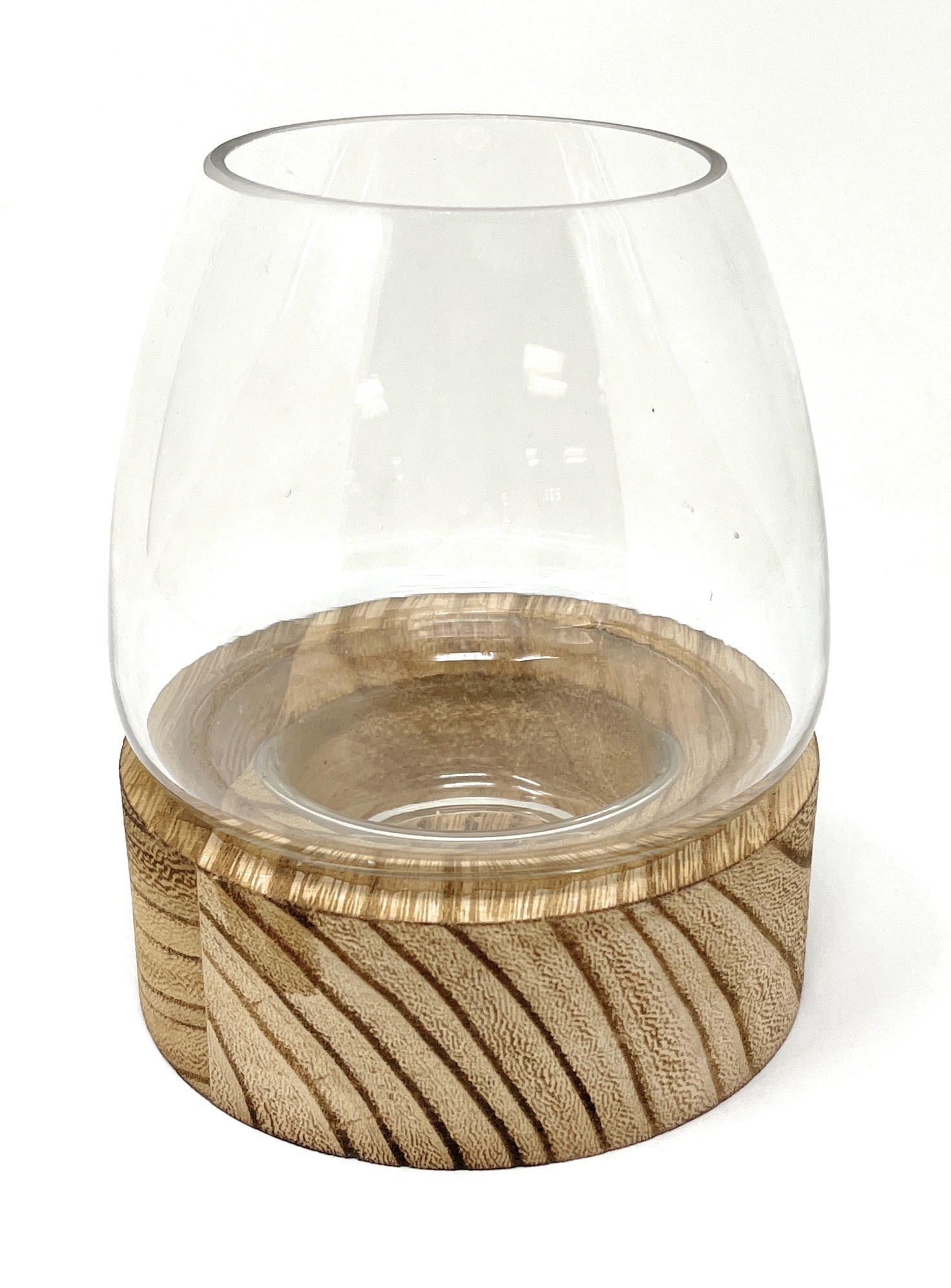 Mainstays 5.9" H Shaped Glass Container with Wood Base | Walmart (US)