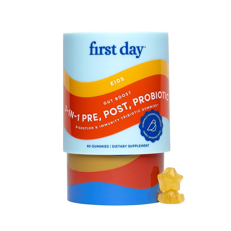 FIRST DAY Kids 3-in-1 Probiotic Gummies – Prebiotic + Probiotic + Postbiotic Supplement – Sup... | Amazon (US)