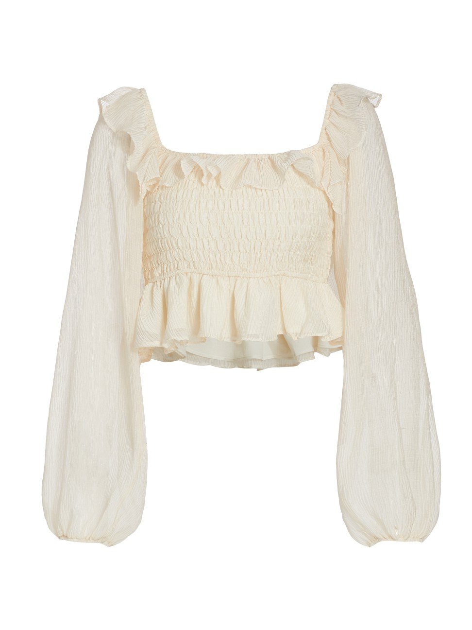 Cropped Smocked Ruffle Top | Saks Fifth Avenue