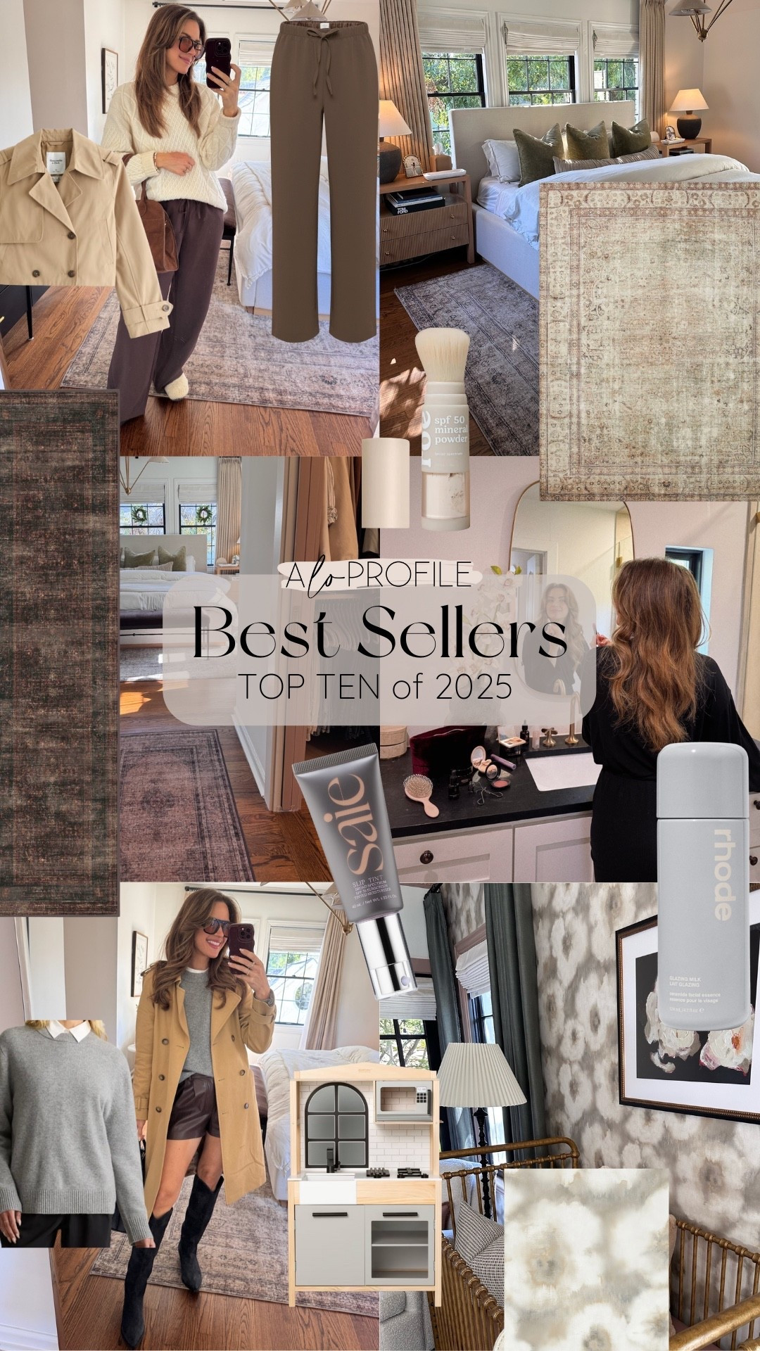 BEST SELLERS OF 2025✨
1. My fav pants
2. Bedroom Rug
3. Lightweight Moisturizer 
4. Powder Sunscreen
5. James' Wallpaper
6. Go to sweater
7. Washable Hallway Runner
8. Cropped Trench
9. Toy Kitchen & fridge
10. Tinted Moisturizer


#LTKHome #LTKootd #LTKBeauty