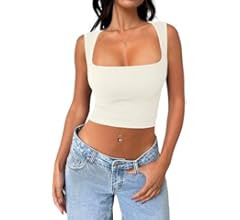 Women's Sexy Sleeveless Crop top Seamless Square Neck Trendy Tank top | Amazon (US)