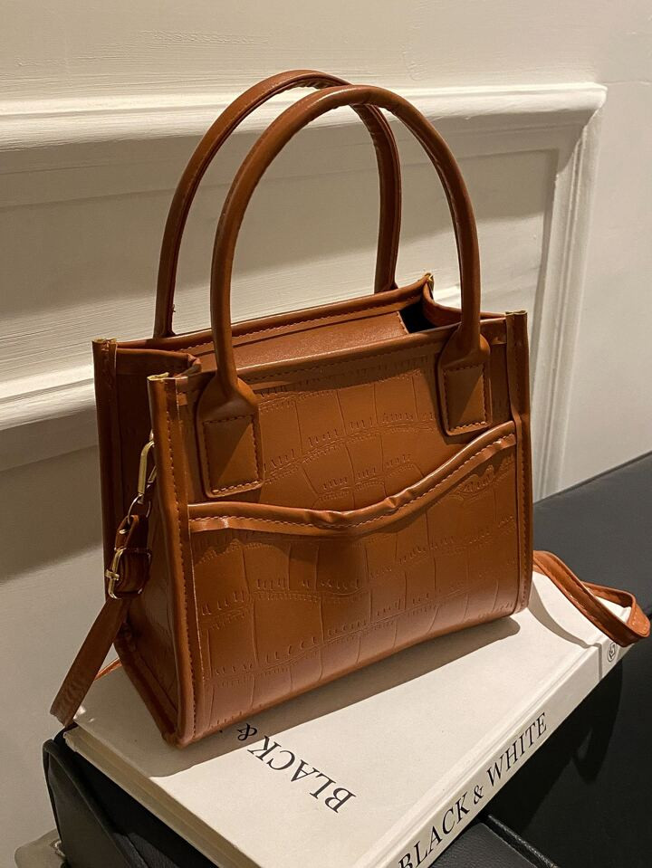 Croc Embossed Satchel Bag | SHEIN