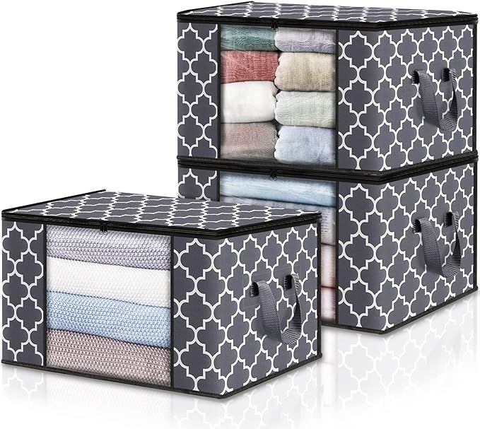 HomeHacks 3-Pack Clothes Storage,Foldable Blanket Storage Bags,Storage Containers for Organizing,... | Amazon (US)