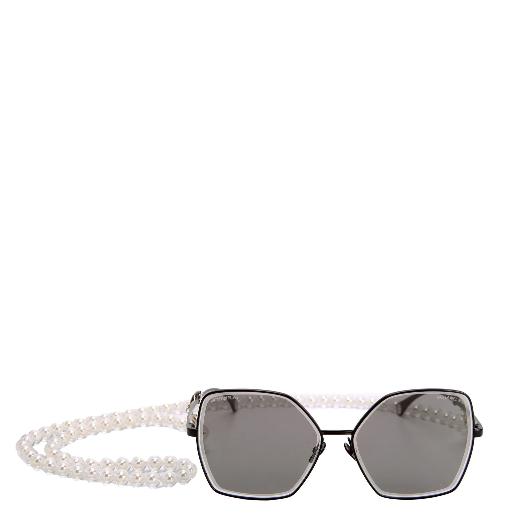 4262 Butterfly With Pearl Chain Sunglasses Black | Keeks Designer Handbags
