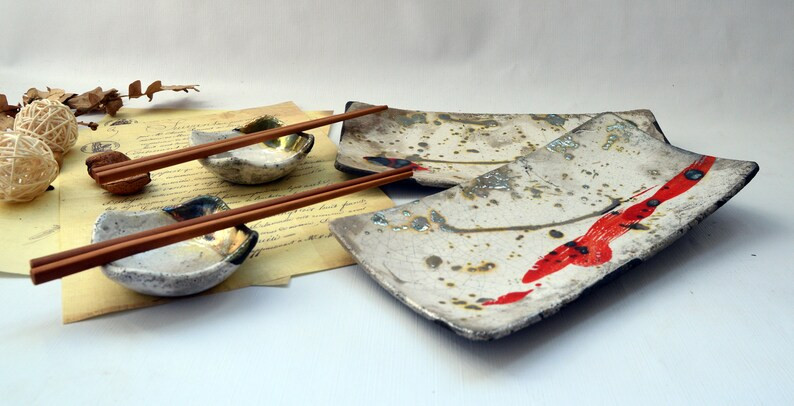Unique Sushi Set / Raku Pottery / Handmade / Artwork / Sushi | Etsy | Etsy (US)