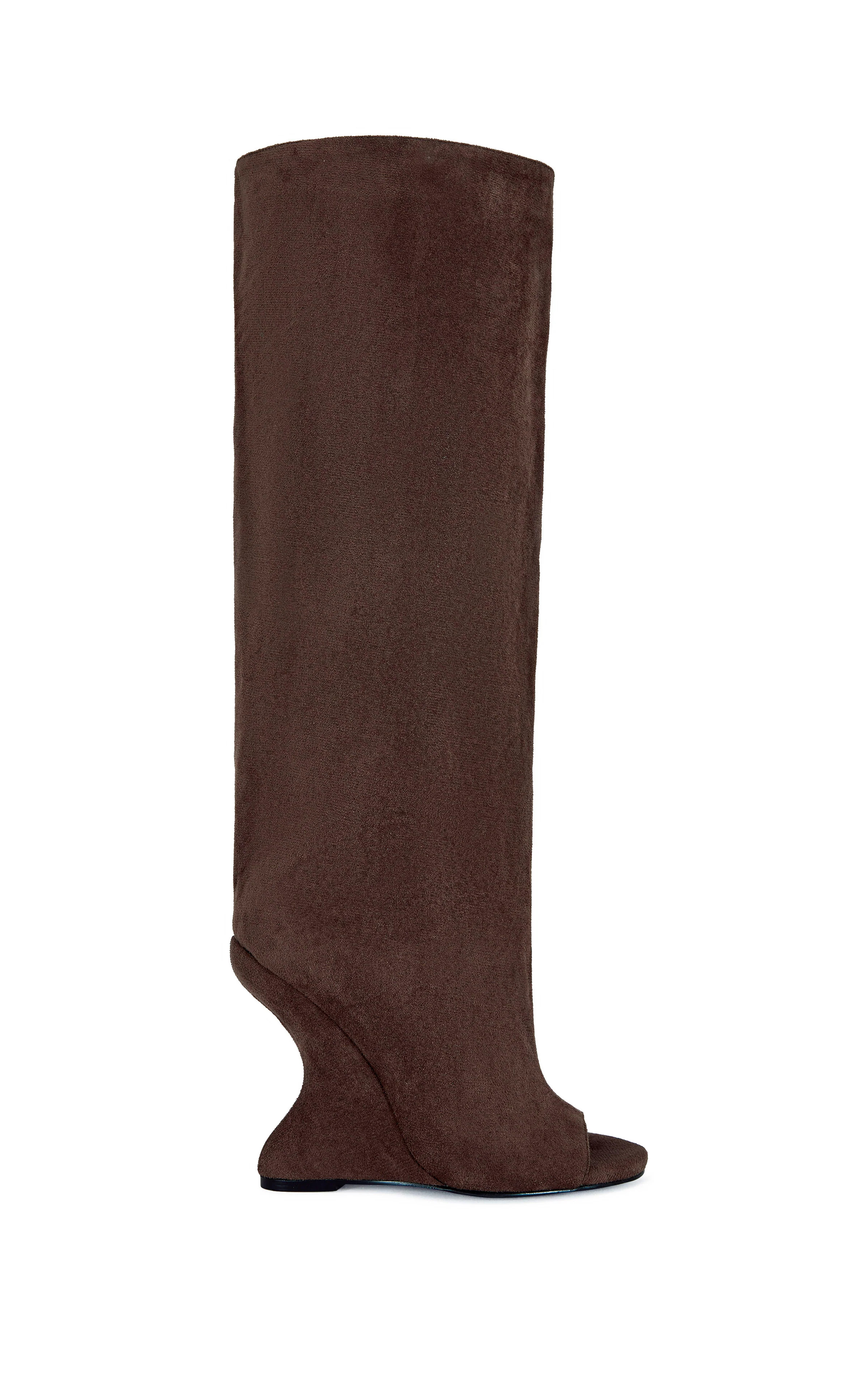 VINCENT-BROWN PEEP TOE WEDGE BOOT | Azalea Wang