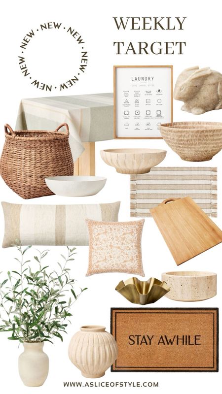 Look how cute this springtime decor is! I love finding neutral pieces that can work in multiple seasons!  Spring / baskets / bowls / vases / plant / tablecloth / laundry / Easter / doormat / throw pillows / cutting board / living room / kitchen

#LTKSeasonal #LTKSpringSale #LTKhome