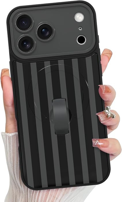 KANGHAR Compatible with iPhone 17 Pro Max Case, Support for MagSafe, Silicone Stripes Cute Patter... | Amazon (US)