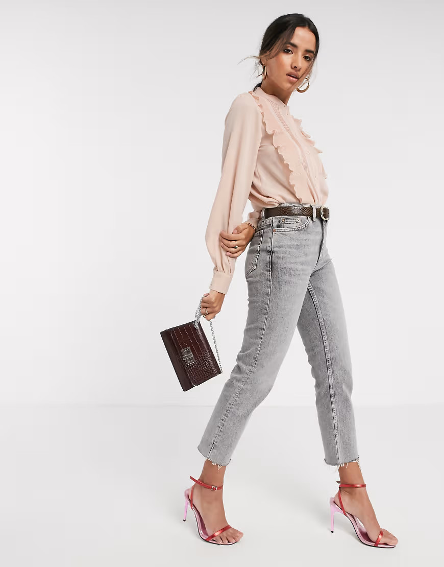 Vero Moda blouse with pleat front in pink | ASOS (Global)