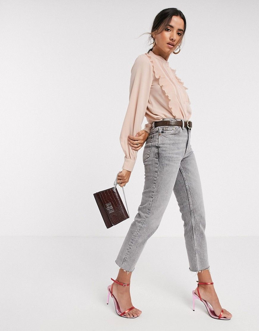 Vero Moda blouse with pleat front in pink | ASOS (Global)