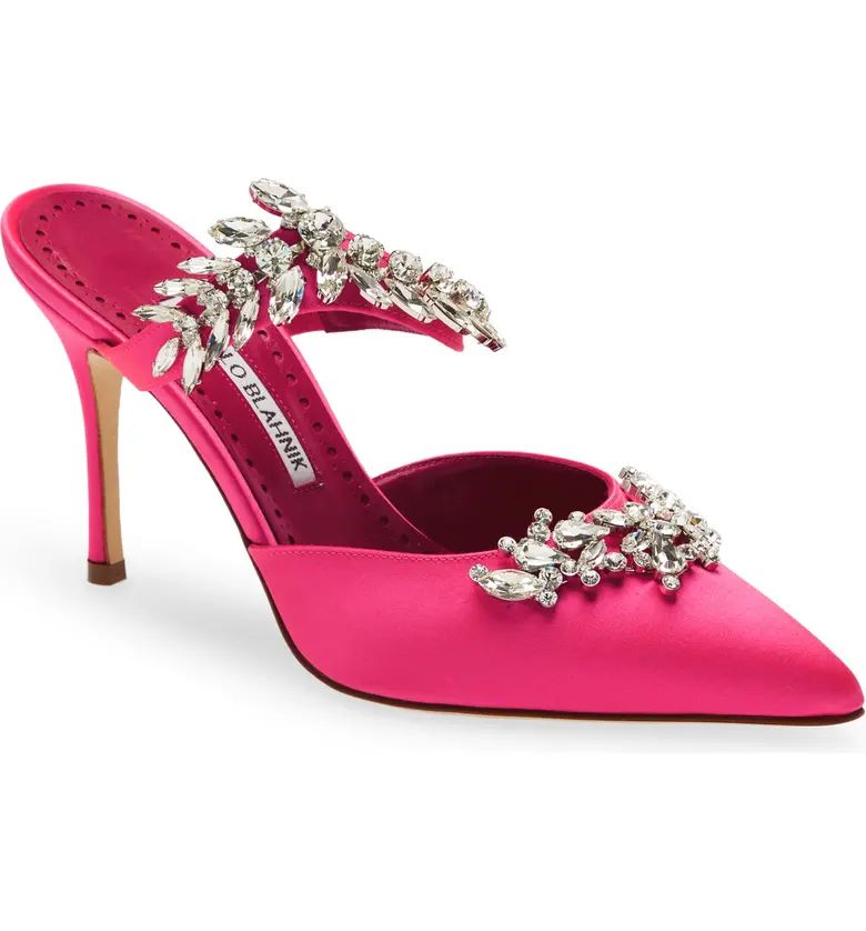 Manolo Blahnik Lurum Crystal Leaf Pointed Toe Mule (Women) | Nordstrom | Nordstrom