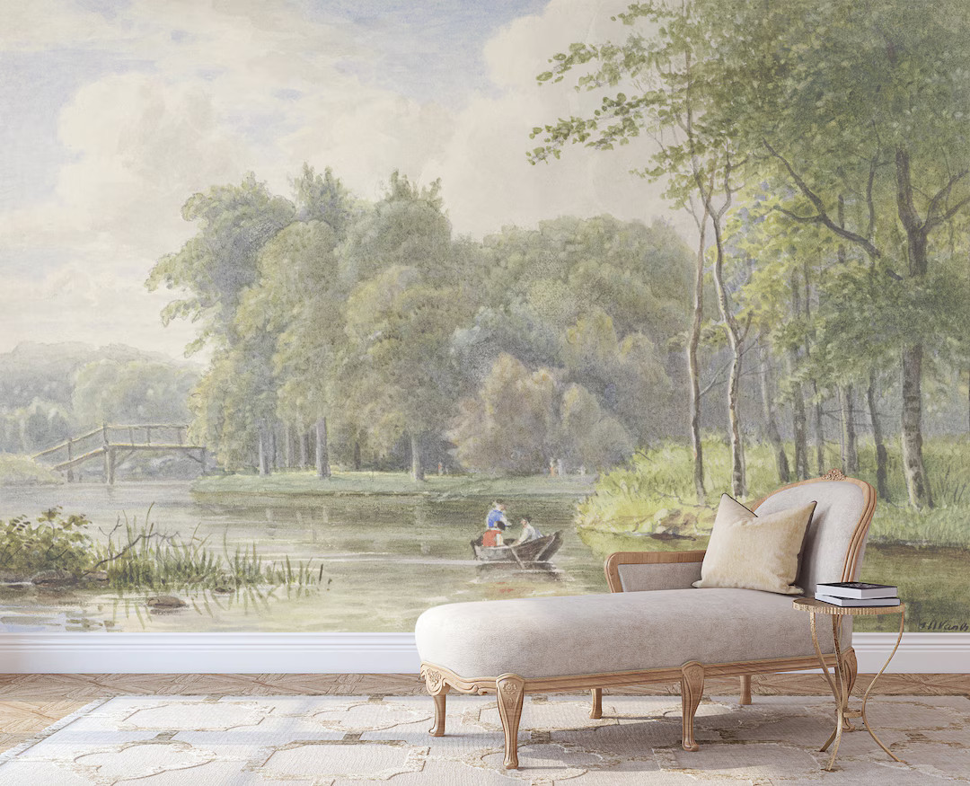 Rural Vintage Landscape Wallpaper, Peel and Stick Retro Scenic Wall Mural, Self Adhesive Landscap... | Etsy (US)