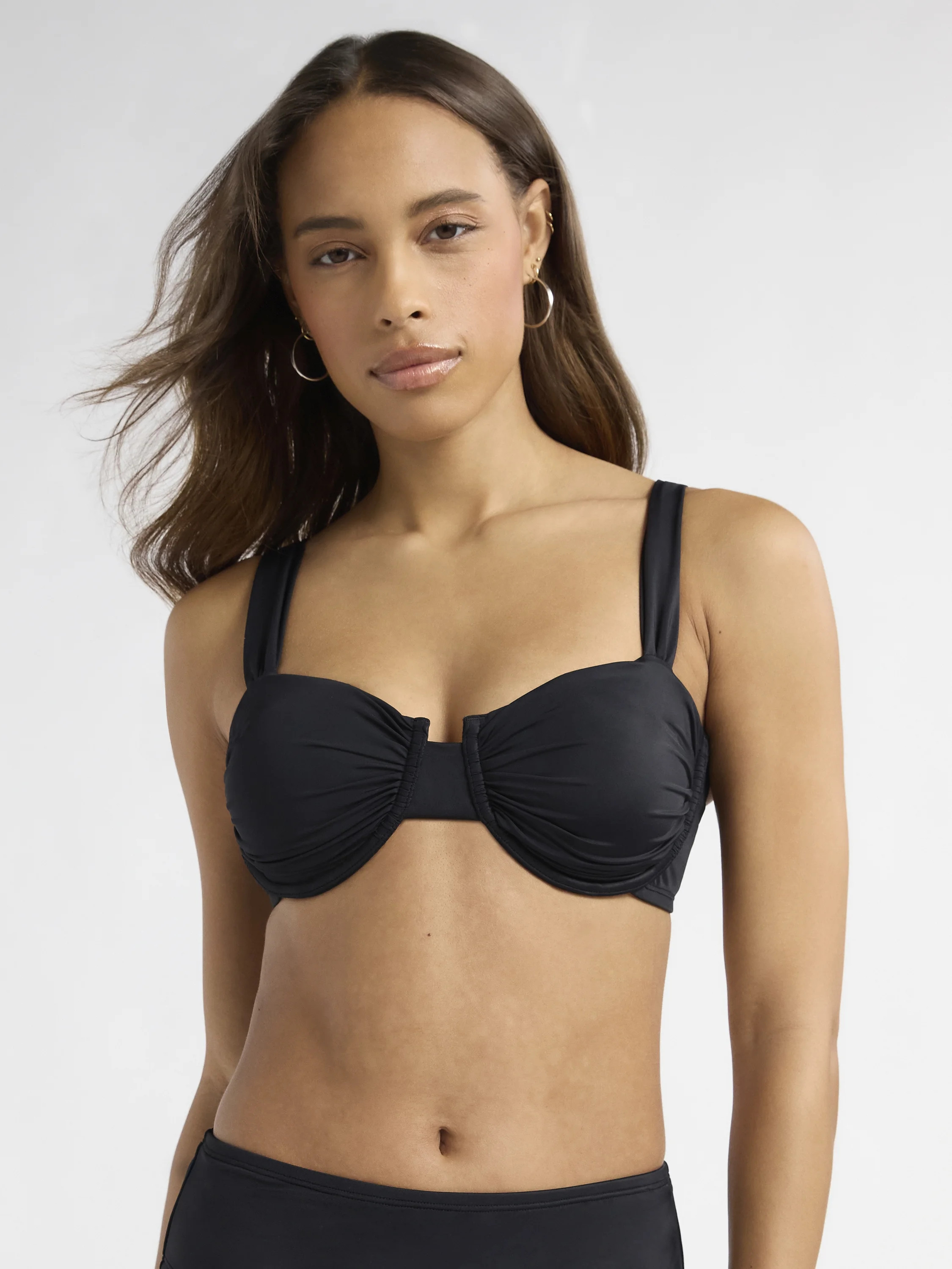 Sofia by Sofia Vergara Women's Shirred Balconette Underwire Swim Top, Sizes XS-XL - Walmart.com | Walmart (US)