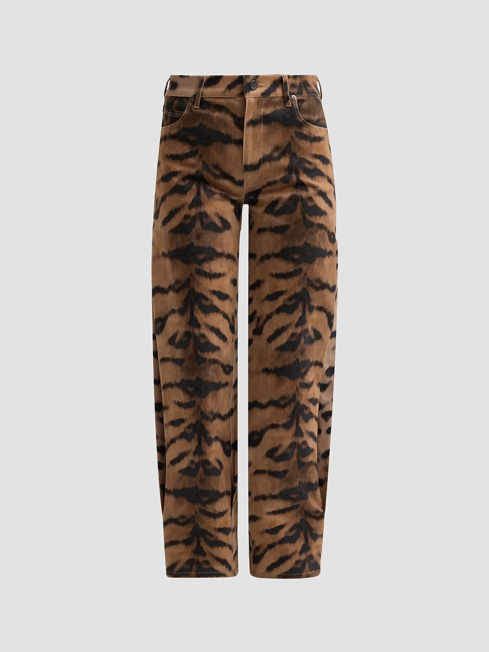 Hallie Tiger-Print Tapered Barrel-Leg Jeans | Saks Fifth Avenue