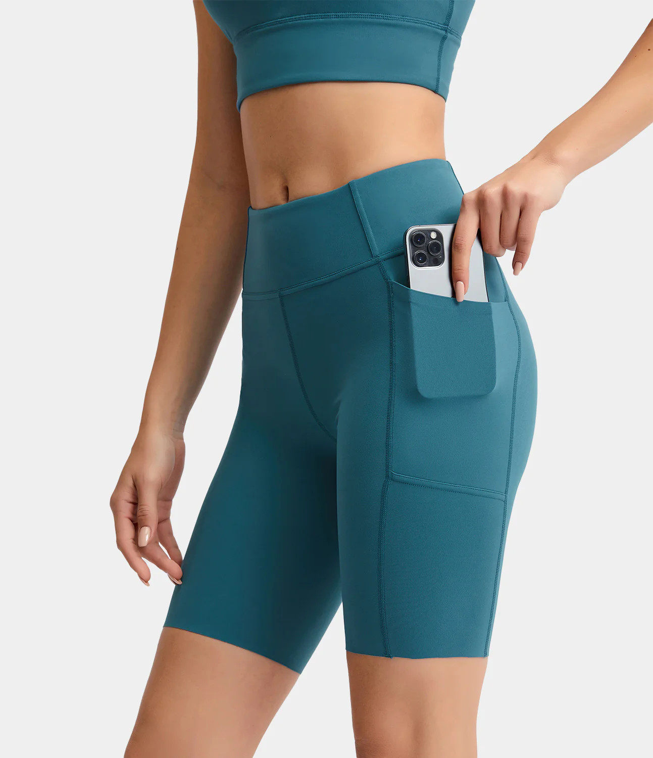 Halara High Waisted Pocket Cycling Shorts - Electric Kiss - Teal - S biker shorts women black biker  | HALARA